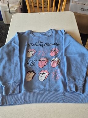 The Rolling Stones Light Blue Pullover with Black Logo Detail